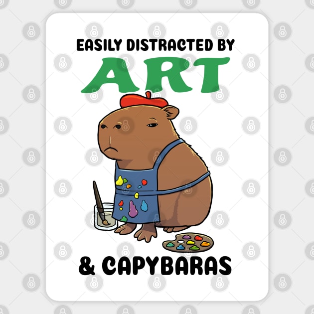 Easily Distracted by Art and Capybaras Magnet by capydays